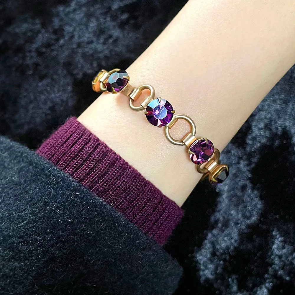 【USA輸入】ヴィンテージ アメジストパープル リンク ブレスレット/Vintage Amethyst Purple Link Bracelet