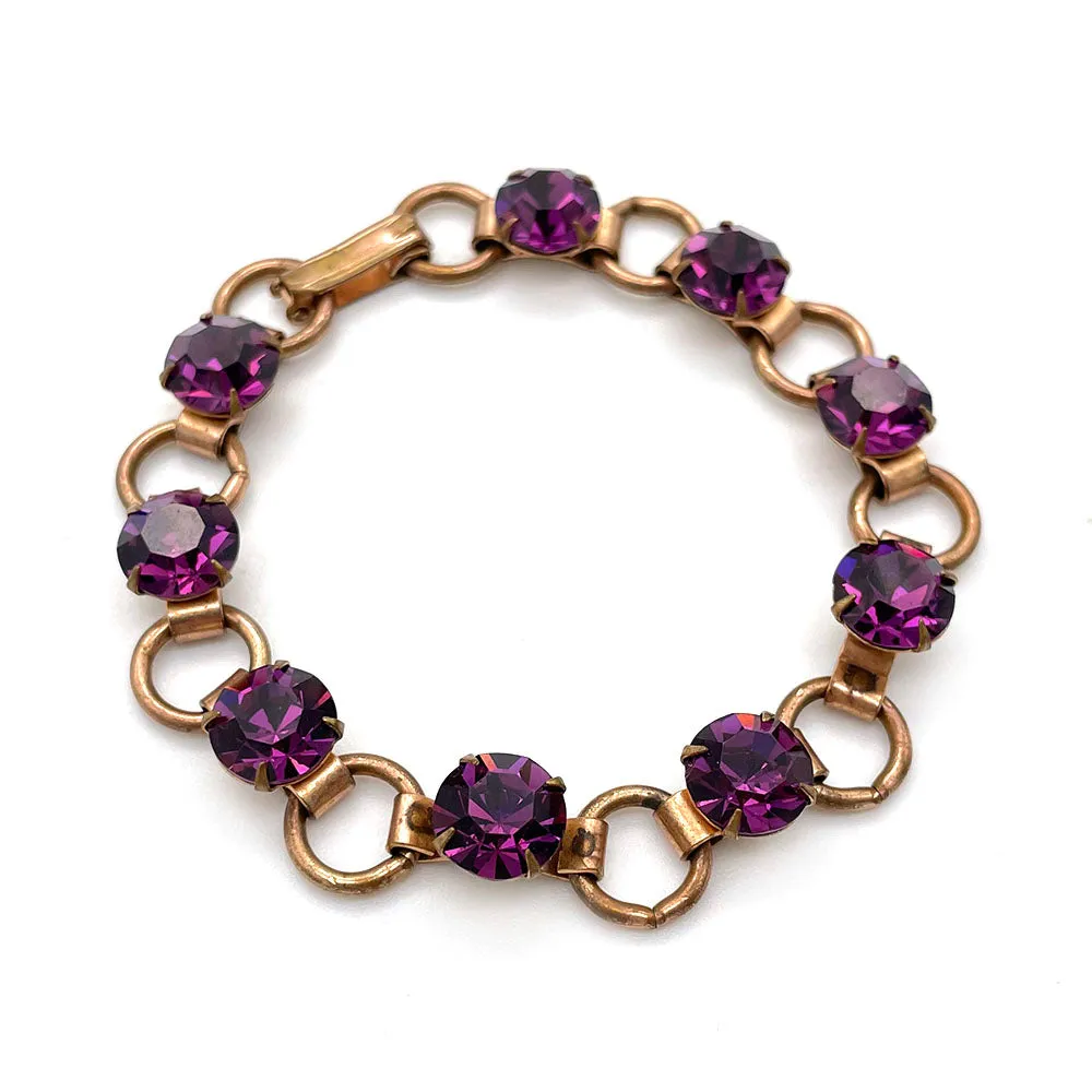 【USA輸入】ヴィンテージ アメジストパープル リンク ブレスレット/Vintage Amethyst Purple Link Bracelet