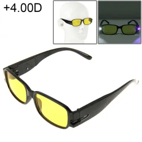 UV Protection Yellow Resin Lens Reading Glasses with Currency Detecting Function,  4.00D