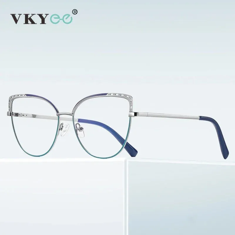 Vicky Women's Full Rim Cat Eye Alloy Reading Glasses 3112