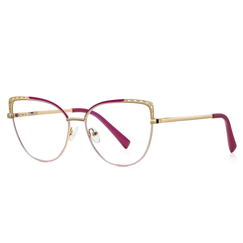 Vicky Women's Full Rim Cat Eye Alloy Reading Glasses 3112