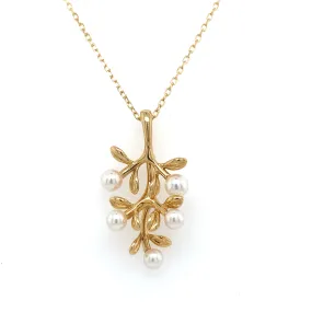 Vintage 18ct Yellow Gold Pearl Branch Pendant