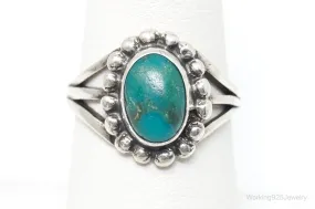 VTG Native American Turquoise Unsigned Sterling Silver Ring SZ 6.5