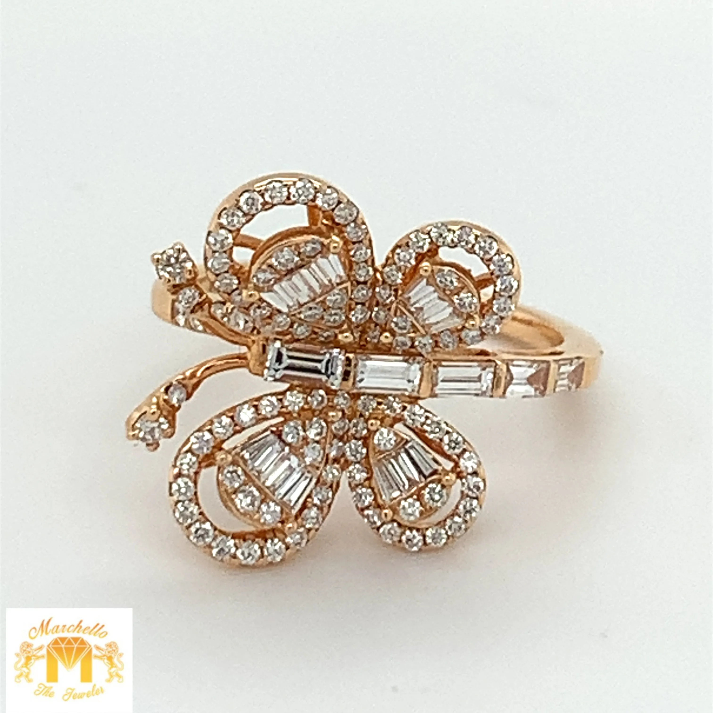 VVS/vs high clarity diamonds set in a 18K Rose Gold Butterfly Rings(VVS and VS Diamands)