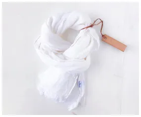 White Linen Scarf