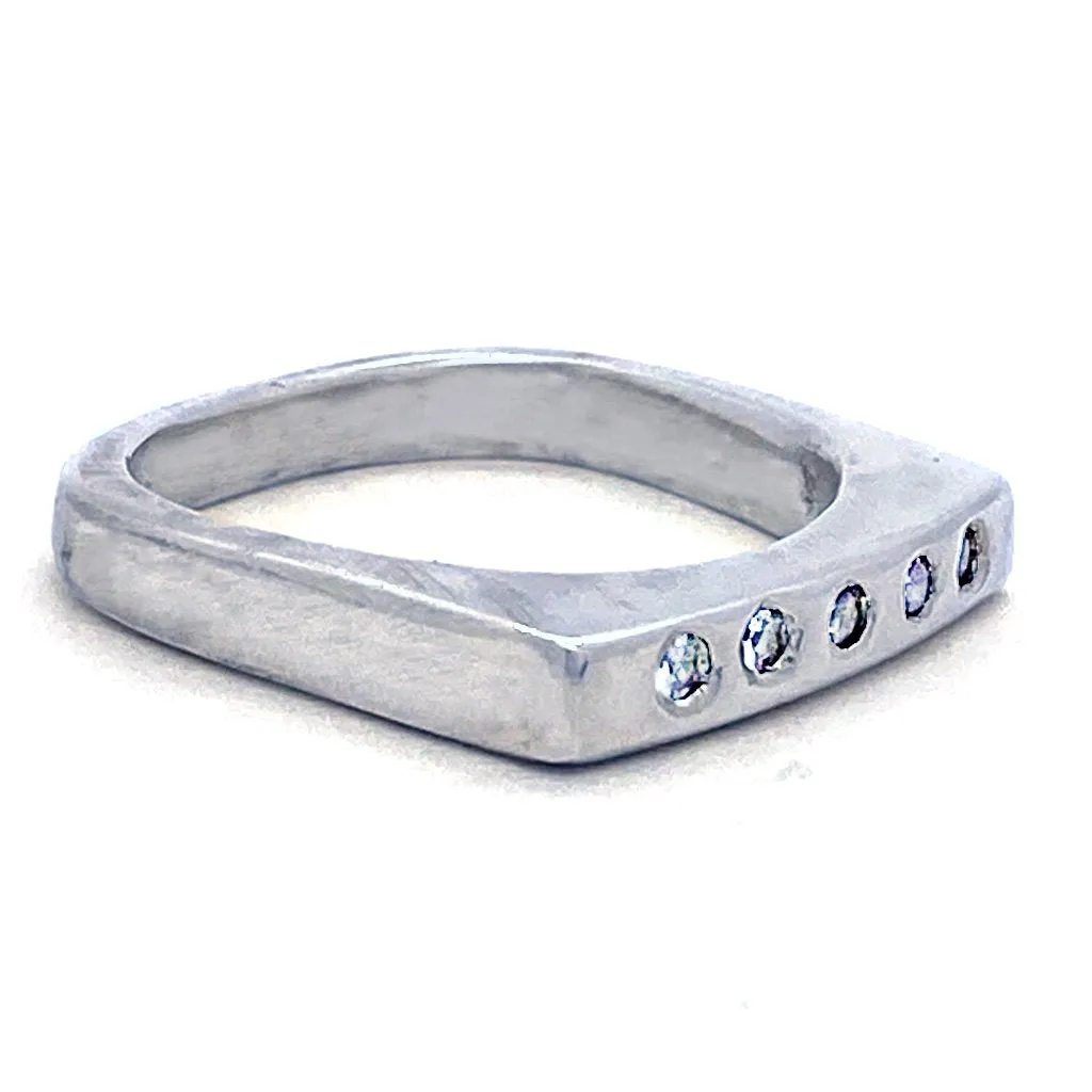 White Sapphires row Ring (size 6)