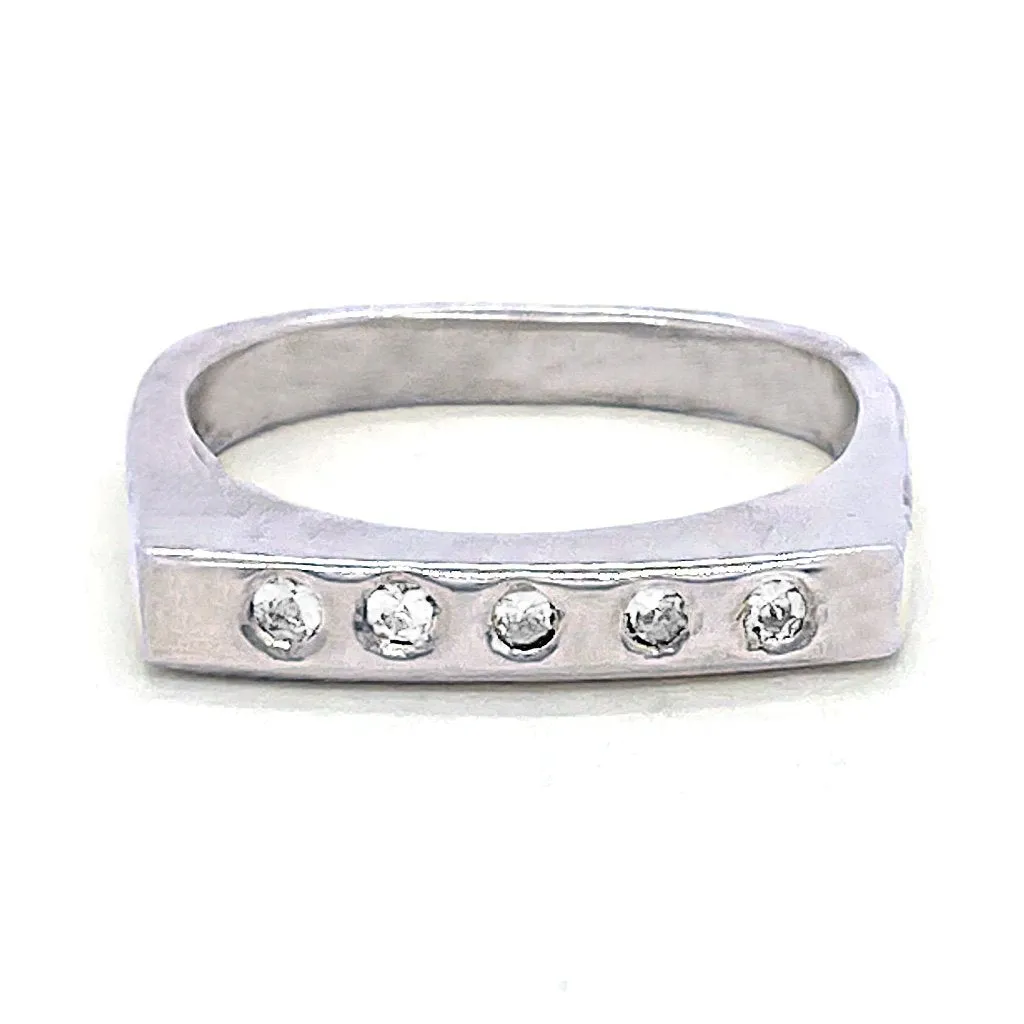 White Sapphires row Ring (size 6)