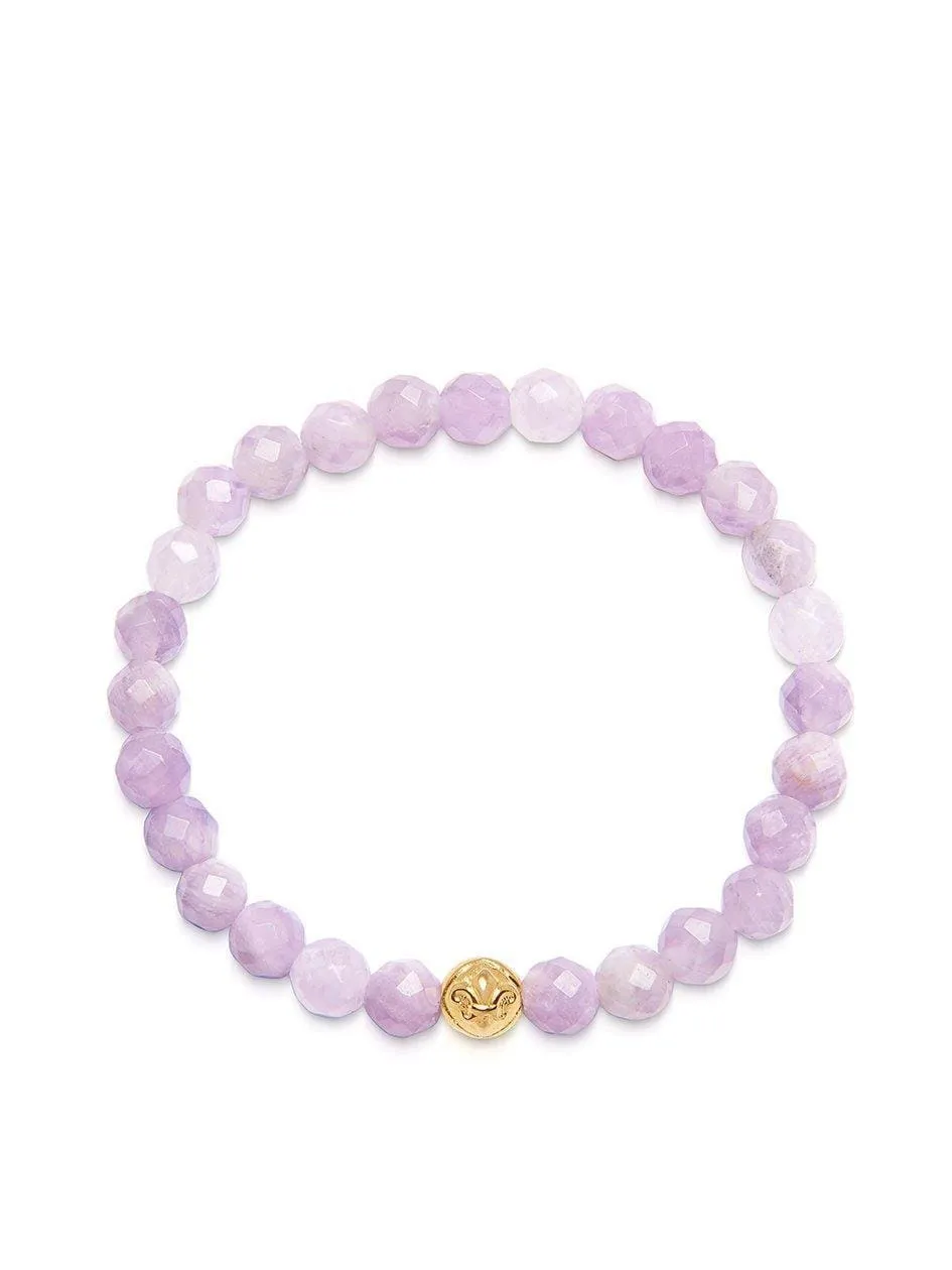 Women's Wristband with Amethyst Lavender and Gold