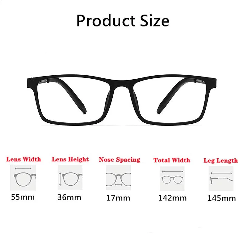 Yimaruili Men's Full Rim Square Tr 90 Titanium Anti Blue Light Reading Glasses Y8822