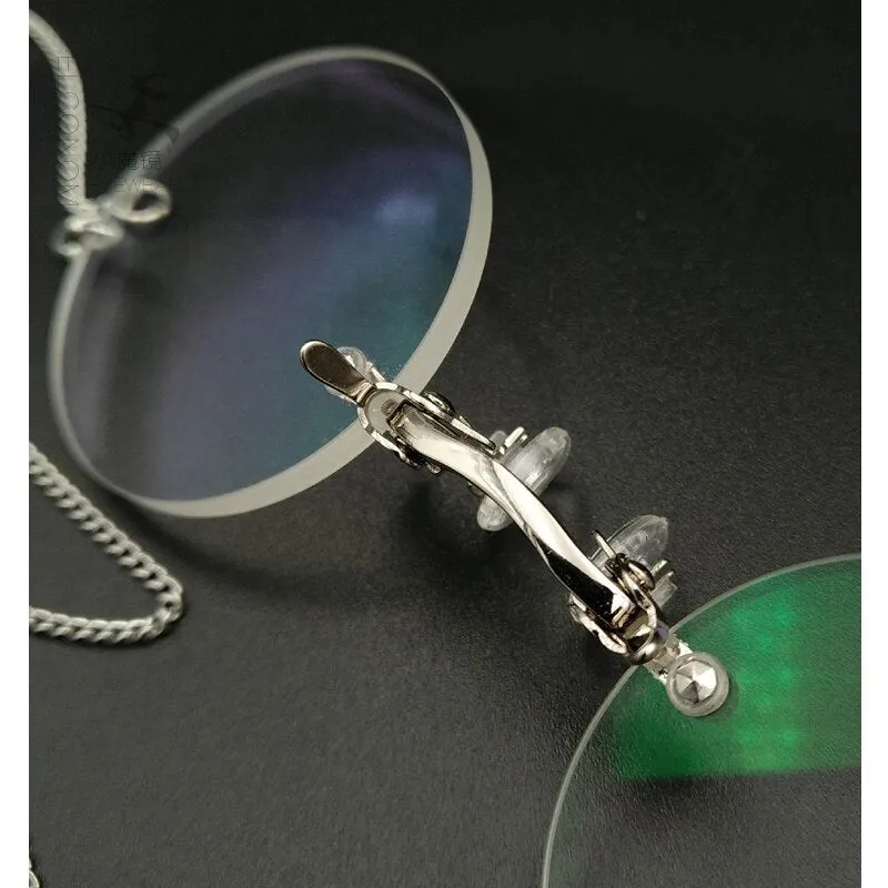 Yujo Unisex Round Full Rim Alloy Opera Reading Glasses With Chain Y032