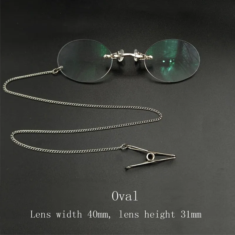 Yujo Unisex Round Full Rim Alloy Opera Reading Glasses With Chain Y032