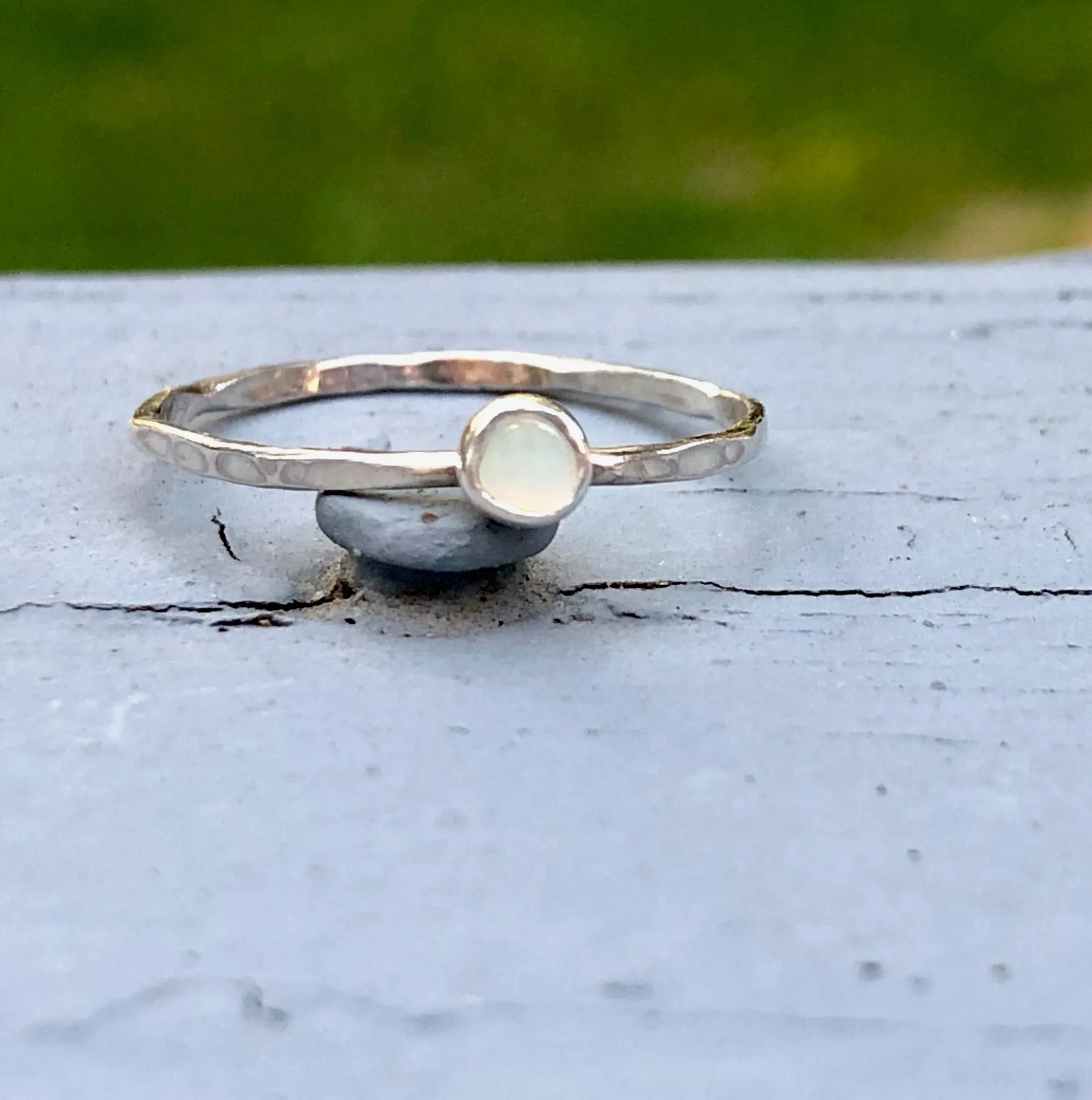 Zoe - White Opal Stacking Ring